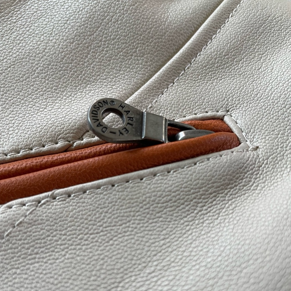 Harley Davison Orange / Blue / Cream leather jacket - Picture 8 of 16